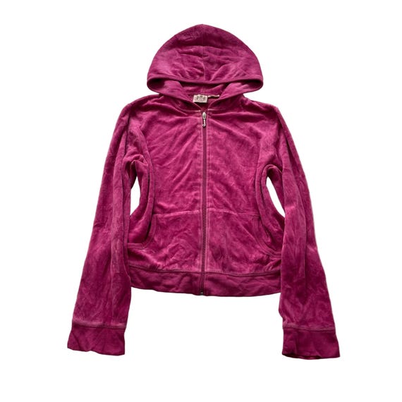 Juicy Couture Women's Vibrant Magenta Velour Full Zip Hoodie Loungewear Size M