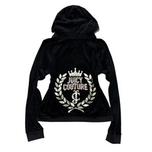 Black Velour Juicy Couture Hoodie w/ RARE EMBLEM DESIGN