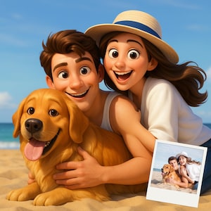 Personalisiertes Pixar Style 3D Cartoon Portrait - Benutzerdefinierte Paar, Familie, Jubiläum Karikatur vom Foto - Individuelles Geschenk, personalisiertes Geschenk