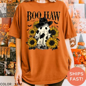 Comfort Colors® Boo Haw Shirt, Funny Ghost Cowboy Tee, Western Halloween Shirt, Spooky Fall Shirt, Country Girl Gift