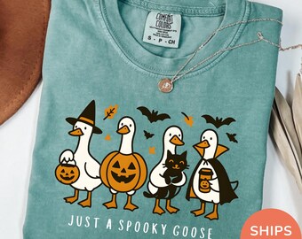 Comfort Colors® Halloween Goose shirt, just a Spooky Goose Tee, Funny Halloween Shirt, Spooky Season shirt,Spooky Goosey Tee,Funny Goose Tee