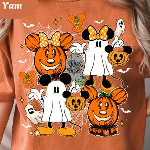Comfort Colors® Retro Mickey Minnie Halloween Couple Shirts, Mickey Ghost Shirt, Minnie Ghost Shirt, Spooky Season Shirt, Disney Halloween