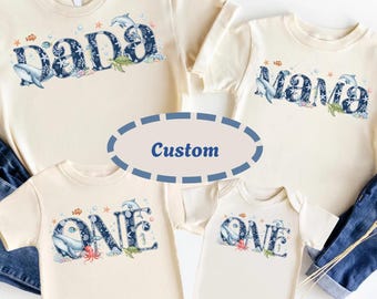 Family Matching Under the Sea Birthday Shirts, Pastel Ocean Theme, Neutral 1st 2nd 3rd Birthday Outfit, Oneder the Sea Boys Birthday Shirt