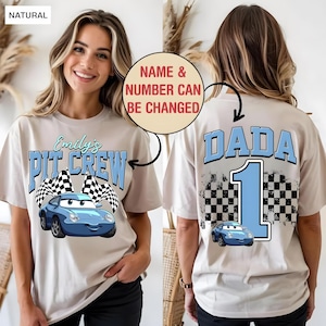 Lightning McQueen Race Car Birthday Family Matching Shirts, Cars Family T-Shirt, Pit Crew T-Shirt, Fast One Birthday, Birthday Boy Shirt image 3
