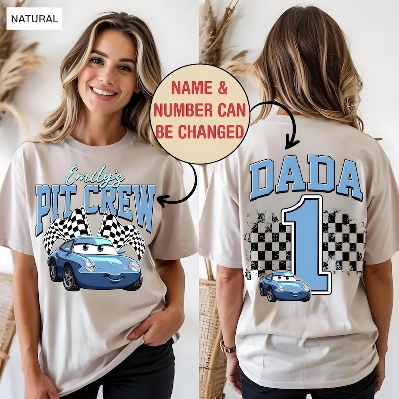 Lightning McQueen Race Car Birthday Family Matching Shirts, Cars Family T-Shirt, Pit Crew T-Shirt, Fast One Birthday, Birthday Boy Shirt image 3