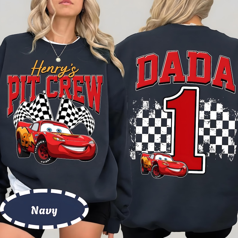 Lightning McQueen Race Car Birthday Family Matching Shirts, Cars Family T-Shirt, Pit Crew T-Shirt, Fast One Birthday, Birthday Boy Shirt image 9