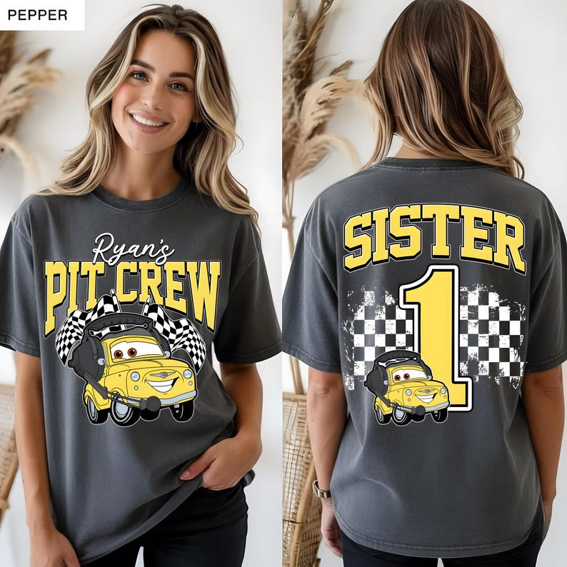 Lightning McQueen Race Car Birthday Family Matching Shirts, Cars Family T-Shirt, Pit Crew T-Shirt, Fast One Birthday, Birthday Boy Shirt image 5