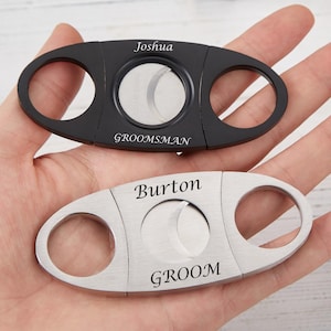 Personalized Cigar Cutter Double Guillotine Blade,Engraved Custom Cigar Cutter,Groomsmen Gift, Bachelor Party Favor,Cigar Lover Gift for Men