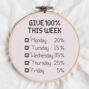 Give 100% This Week - Cross Stitch