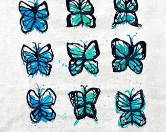 Monarch Grid Flour Sack Towel in Teal Color way
