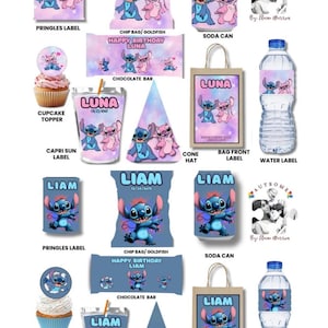 Stitch Party Favor Bundle: Druckbar & bearbeitbar (Canva)