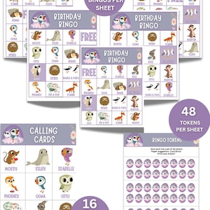 Papegaaiduiker| Verjaardagsbingo| Afdrukbare bingokaarten | Afdrukbaar voor kinderen | Verjaardagsfeestje | Bingo-activiteit | Voor meisjes en jongens
