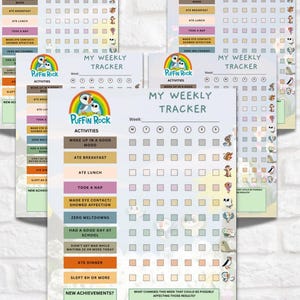 Puffin Rock Autism Tracker: Editable Printable Behavior Chart (Digital File)