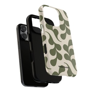 Phone Case, Cute Floral Beige and Green Leafy Tough Protective Phone Cover, Floral Phone Case, Leafy Phone Case, Beige and Green Phone