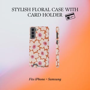 Stylish Floral Phone Case with Card Holder, Gift for Her, Trendy Phone Accessory, Practical Chic Case, Unique Floral Design
