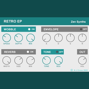 RETRO Electric Piano VST Plugin musical instrument. For Lofi hiphop, Chillhop and Jazzhop music. Midi, DAW. Instant Digital Download.