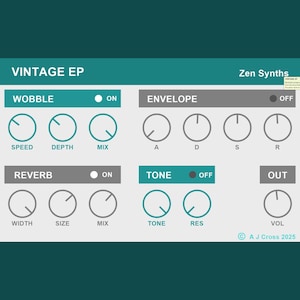 VINTAGE Electric Piano VST Plugin musical instrument. For Lofi hiphop, Chillhop and Jazzhop music. Midi, DAW. Instant Digital Download.