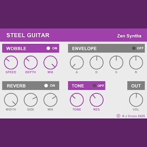 Steel Guitar VST Plugin musical instrument. For Lofi hiphop, Chillhop and Jazzhop music. Midi, DAW. Instant Digital Download.