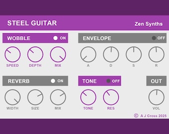 Plugin VST para guitarra de acero. Para música lofi hip-hop, chill-hop y jazz-hop. MIDI, DAW. Descarga digital instantánea.