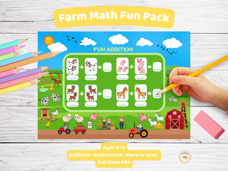 Farm Math Worksheets – Addition, Subtraction & Comparing – Printable ...