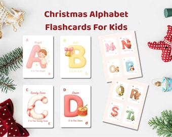 Christmas Alphabet Cards, ABC Preschool Flash Cards, Printable