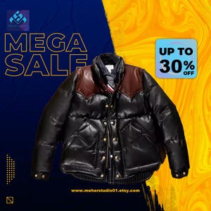 Men&#39;s Puffer Jacket Real Lambskin Leather Quilted Bomber Jacket