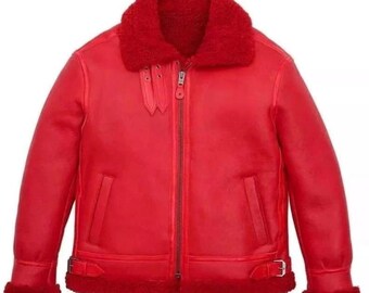 Chaqueta bomber de piel de oveja para hombre: abrigo de invierno estilo aviador vintage