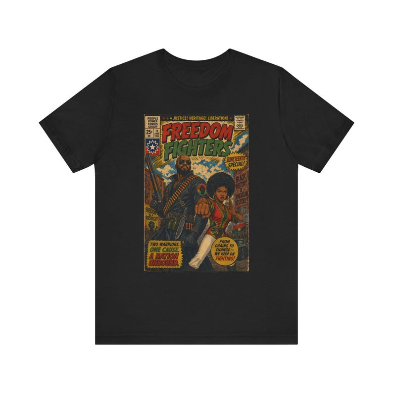 Juneteenth 2026 Freedom Fighters comic T-Shirt | Retro superhero Black Pride Power graphic tee image 8