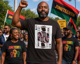 Juneteenth 2026 Black King Playing Card tee | King of Clubs graphic Black Pride Power Vintage T-Shirt