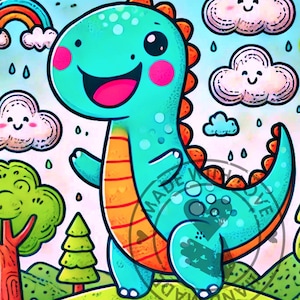 Coloring book for children Dino motifs Dinosaur, digital download to print Coloring page Gifts for children Painting Birthday gift child