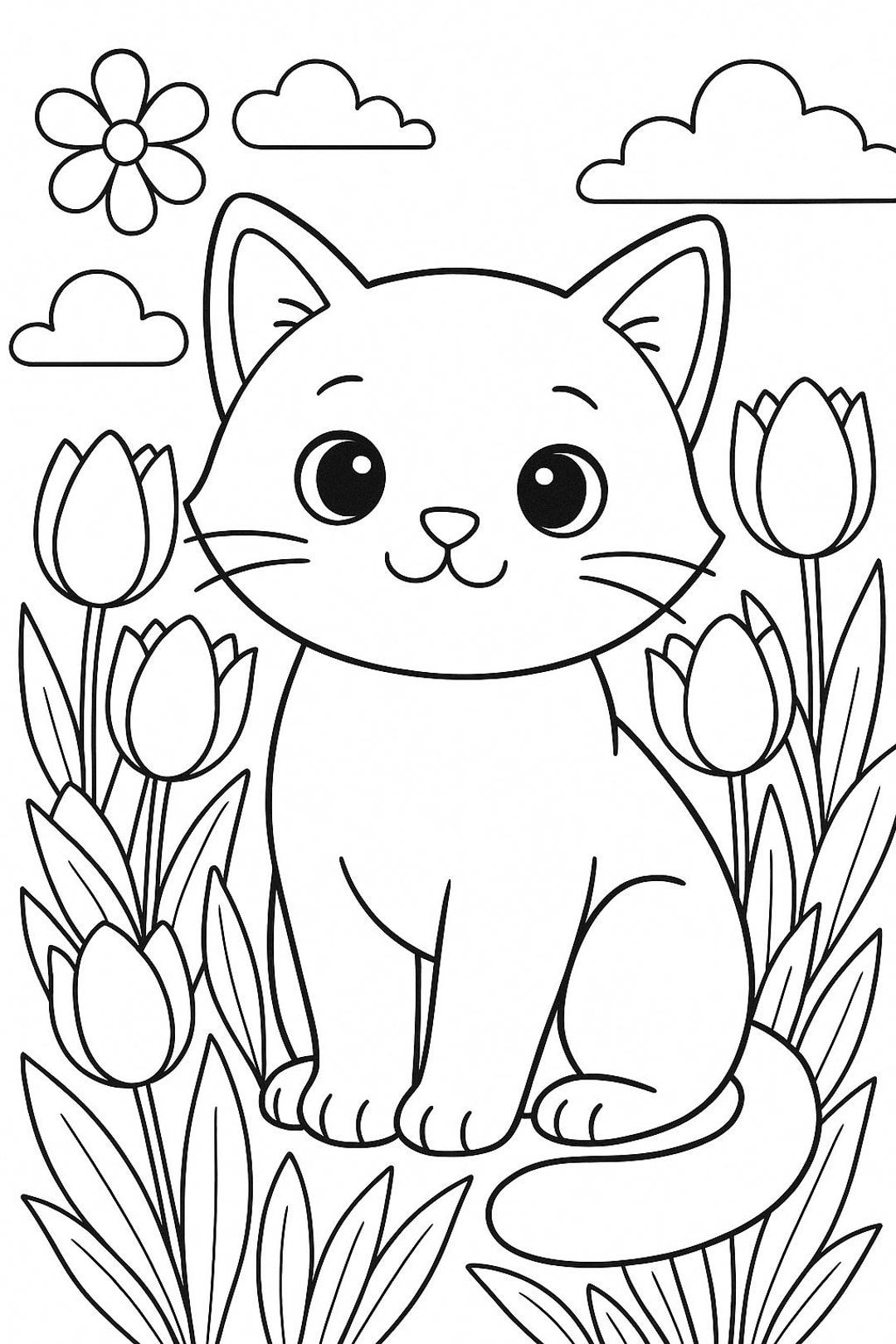 Cat Spring Color Page - Etsy