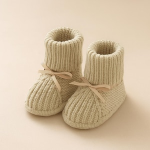 Knitted Baby Booties Multicolours 0-18 Months | Newborn baby Crochet Booties with Bows | Baby Shoes | Baby Shower Gift | Cuff booties |