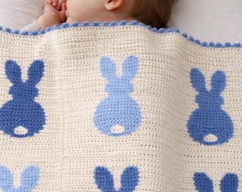 Bunny Baby Blanket Crochet Pattern | Easter Bunny Blanket PDF | Nursery Baby Blanket Pattern | Crochet Blanket | Baby Shower Gift Pattern