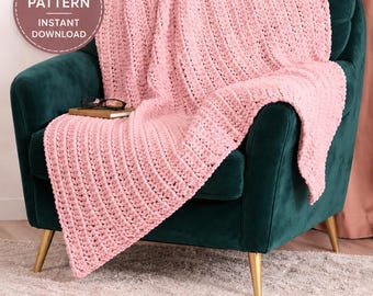 Chunky Knit Blanket Pattern PDF, Beginner Throw Blanket Pattern, Modern Ribbed Knit Blanket, Cozy Throw Pattern, Instant Download