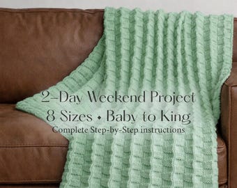 Sage Cascade Throw Knitting Pattern PDF, Modern Textured Blanket, Easy Knit Pattern, Cozy Home Decor, Beginner Friendly Throw