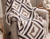 Crochet Blanket Pattern PDF, Geometric Blanket, Modern Throw Pattern, Mosaic Crochet Blanket, Crochet Afghan Pattern, Instant Download