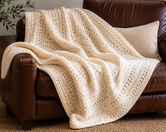 Nordic Crochet Blanket Pattern, Chunky Throw Blanket Pattern, Cozy Farmhouse Afghan, Textured Crochet Blanket PDF, Easy Modern Throw