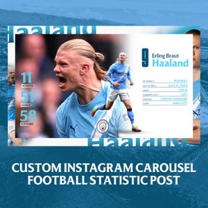 Custom Football Statistics Instagram Carousel | Sports Player Stats Graphic Design (PSD)
