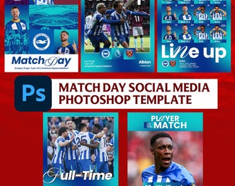 Sports Social Media Templates | Editable Photoshop PSD's | Football Matchday Graphic