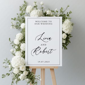 Panneau de bienvenue de mariage minimaliste : élégant PDF personnalisé (téléchargement numérique