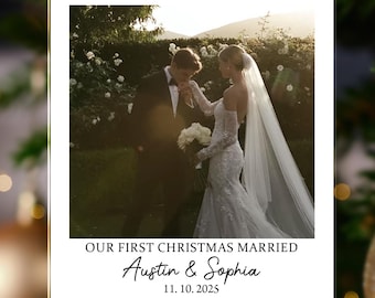 Personalized First Christmas Married Ornament Custom Photo Portrait Christmas Ornament Wedding Christmas Gift 2025 Polaroid Keepsake