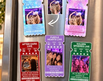 Personalized Concert Ticket Acrylic Fridge Magnet, Custom Photo Live Music Festival Keepsake, Gift For Fans