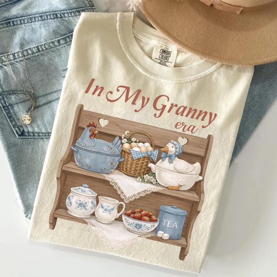 In My Granny Era Shirt, Comfort Colors Cottagecore T-Shirt, Vintage Goose Tee, Coquette Chicken Top, Grandma Gift, Farmhouse Aesthetic