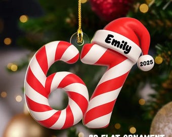 Custom Name 67 Ornament 2D Flat Ornament Funny Six Seven Kids Christmas Tree Decor Gen Alpha Humor Decoration Holiday Funny Gift Keepsake