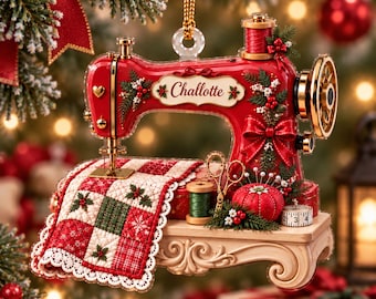 Personalized Sewing Machine Acrylic Ornament 2026, Custom Quilter Christmas Decor, Seamstress Gift, Quilting Studio Decor Crafting Xmas Gift