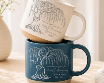 Personalized 9th Anniversary Willow Coffee Mug Custom 9 Year Anniversary Mug 9th Anniversary Gift Couples Gift Anniversary Gift, Willow Tree