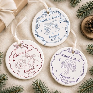 Personalized Engagement Ornament, Custom Couple with Names and Year, Gift For Engagement Couple, Bride to Be Gift