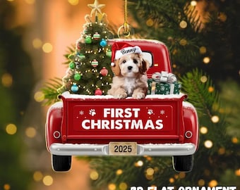 Décoration de Noël personnalisée pour animal de compagnie, décoration plate 2D, décoration photo pour animal de compagnie, décoration de Noël pour chien, décoration de chiot, cadeau pour amoureux des animaux de compagnie