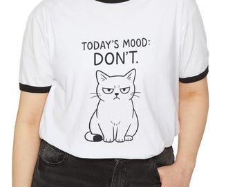 Today's Mood Don't Cat Ringer T-Shirt, Funny Introvert Tee