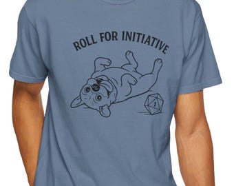 Roll for Initiative Dog T-Shirt, Funny DnD Gaming Tee